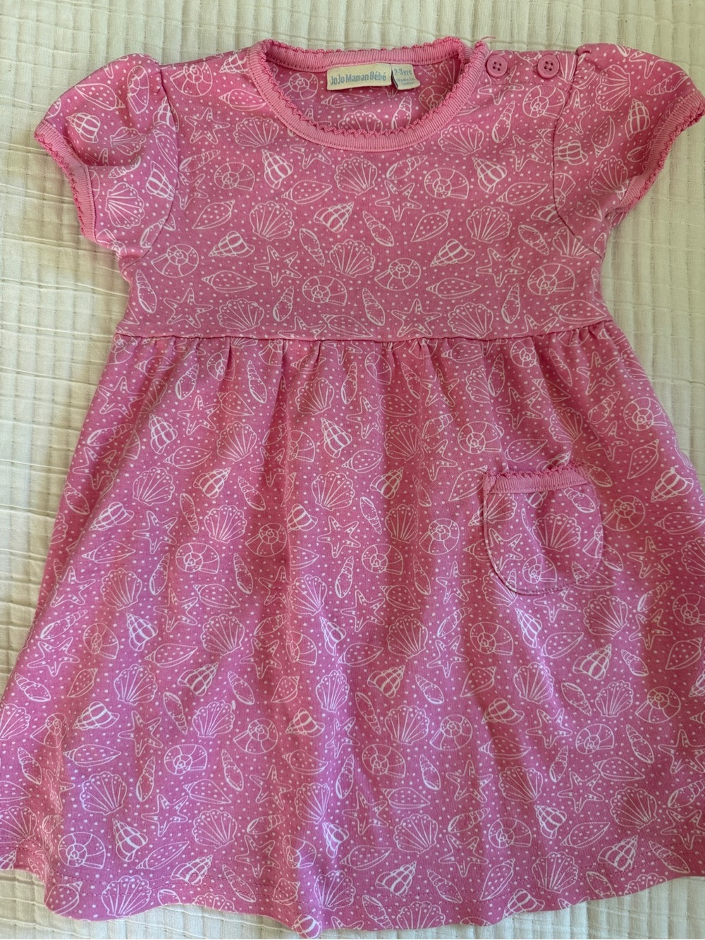Jojo Maman Bebe Pink Seashell Print Girls' Dress
